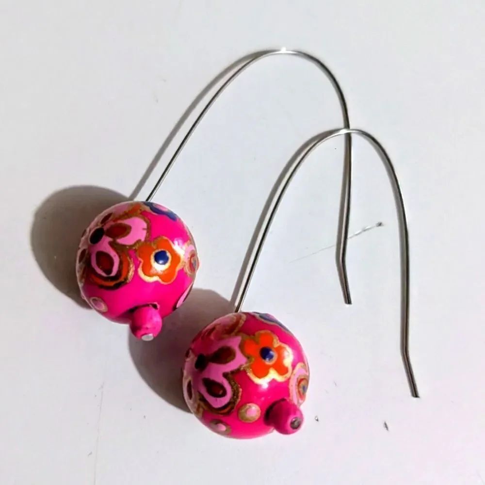 Pink bubble earrings